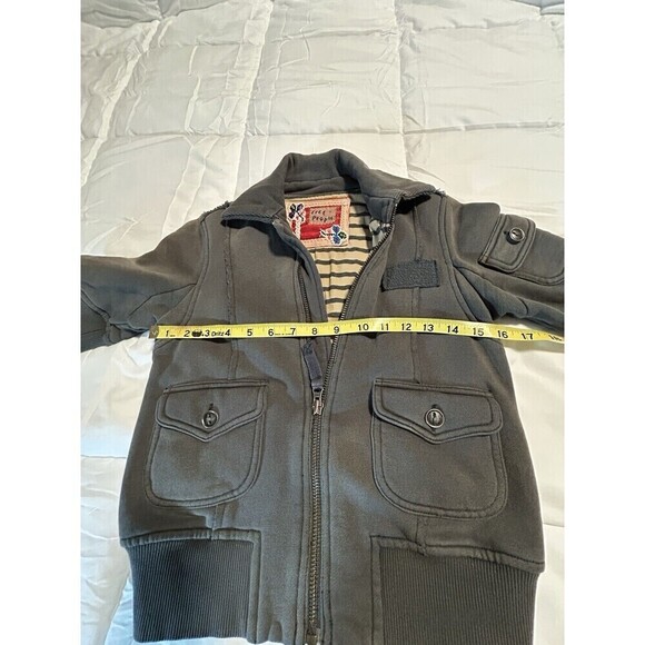 FREE PEOPLE Distressed Cropped Bomber Sweatshirt Jacket Short Sleeves Size XS - Picture 8 of 9